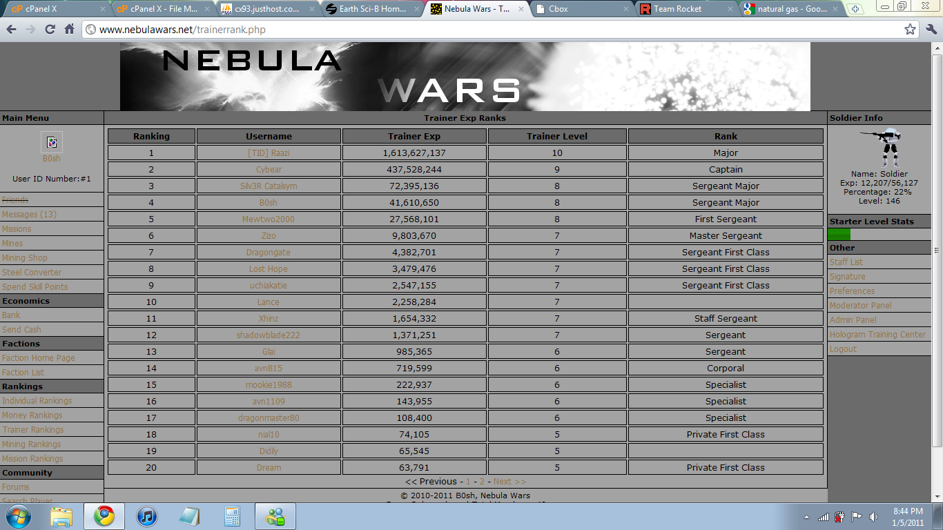 Screenshot of Nebula Wars from January 5th, 2011